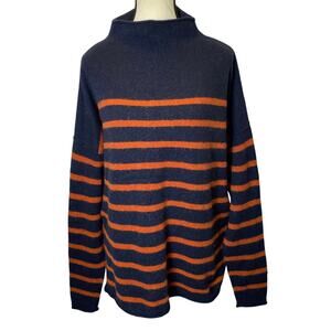 Madewell Women's Striped Whitworth Mock Neck Sweater Large Coziest Yarn Merino